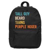 Tall Guy Beard Twins Purple Hoser 16 in Basic Backpack