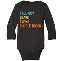 Tall Guy Beard Twins Purple Hoser Baby Long Sleeve Bodysuit