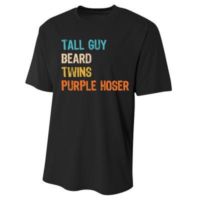 Tall Guy Beard Twins Purple Hoser Performance Sprint T-Shirt