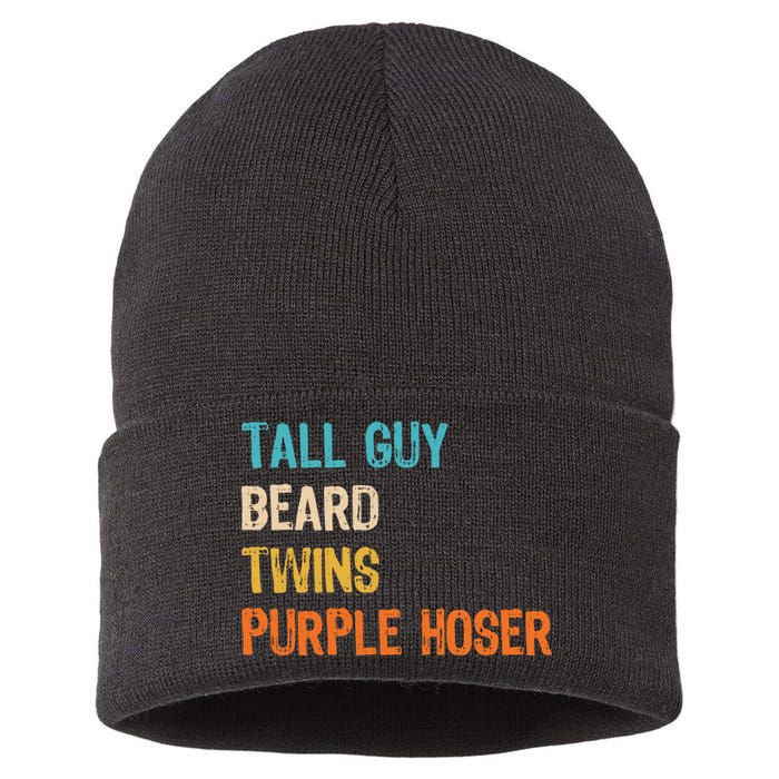 Tall Guy Beard Twins Purple Hoser Sustainable Knit Beanie