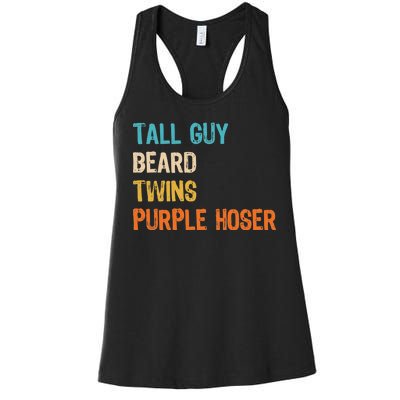 Tall Guy Beard Twins Purple Hoser Women's Racerback Tank