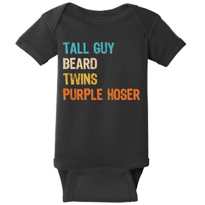 Tall Guy Beard Twins Purple Hoser Baby Bodysuit