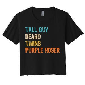 Tall Guy Beard Twins Purple Hoser Women's Crop Top Tee