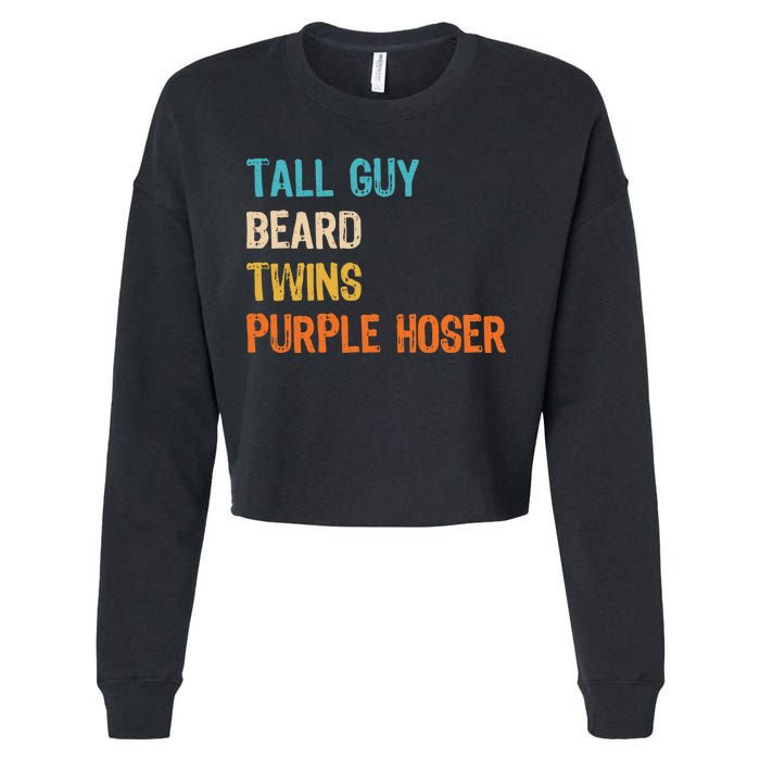 Tall Guy Beard Twins Purple Hoser Cropped Pullover Crew