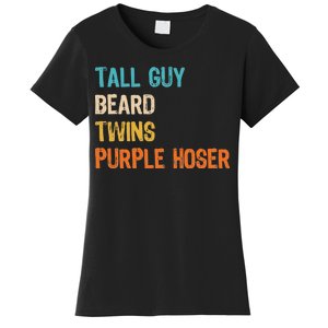 Tall Guy Beard Twins Purple Hoser Women's T-Shirt