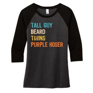 Tall Guy Beard Twins Purple Hoser Women's Tri-Blend 3/4-Sleeve Raglan Shirt