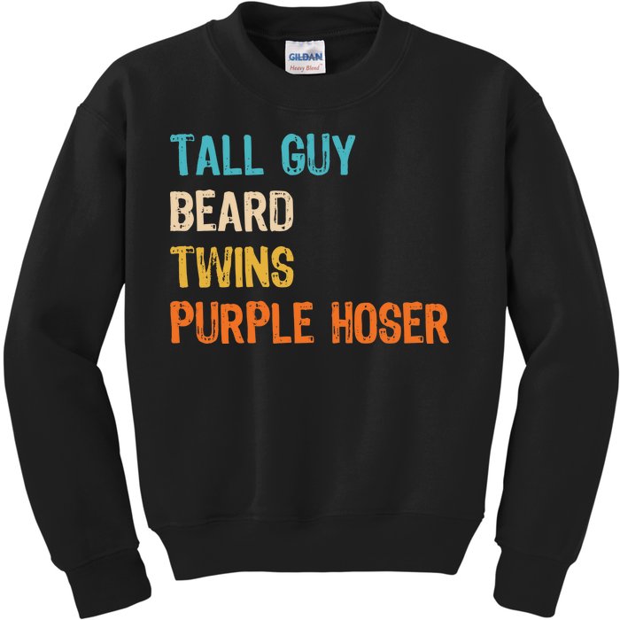 Tall Guy Beard Twins Purple Hoser Kids Sweatshirt