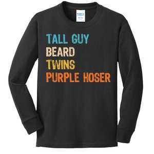 Tall Guy Beard Twins Purple Hoser Kids Long Sleeve Shirt