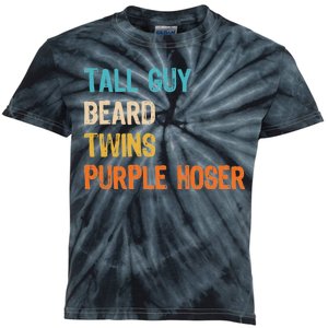 Tall Guy Beard Twins Purple Hoser Kids Tie-Dye T-Shirt