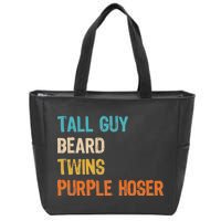 Tall Guy Beard Twins Purple Hoser Zip Tote Bag