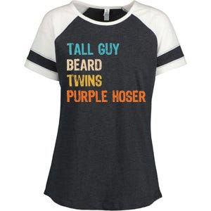 Tall Guy Beard Twins Purple Hoser Enza Ladies Jersey Colorblock Tee