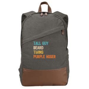 Tall Guy Beard Twins Purple Hoser Cotton Canvas Backpack