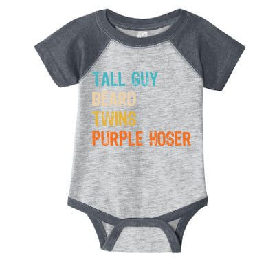 Tall Guy Beard Twins Purple Hoser Infant Baby Jersey Bodysuit