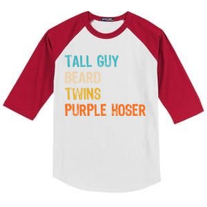 Tall Guy Beard Twins Purple Hoser Kids Colorblock Raglan Jersey