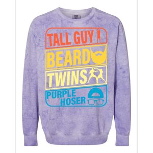 Tall Guy Beard Twins Purple Hoser Funny Colorblast Crewneck Sweatshirt