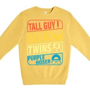 Tall Guy Beard Twins Purple Hoser Funny Premium Crewneck Sweatshirt