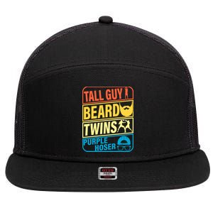 Tall Guy Beard Twins Purple Hoser Funny 7 Panel Mesh Trucker Snapback Hat