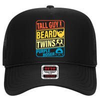 Tall Guy Beard Twins Purple Hoser Funny High Crown Mesh Back Trucker Hat