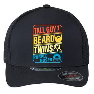 Tall Guy Beard Twins Purple Hoser Funny Flexfit Unipanel Trucker Cap