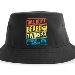 Tall Guy Beard Twins Purple Hoser Funny Sustainable Bucket Hat