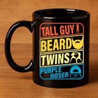 Tall Guy Beard Twins Purple Hoser Funny 11oz C Handle Ceramic Mug