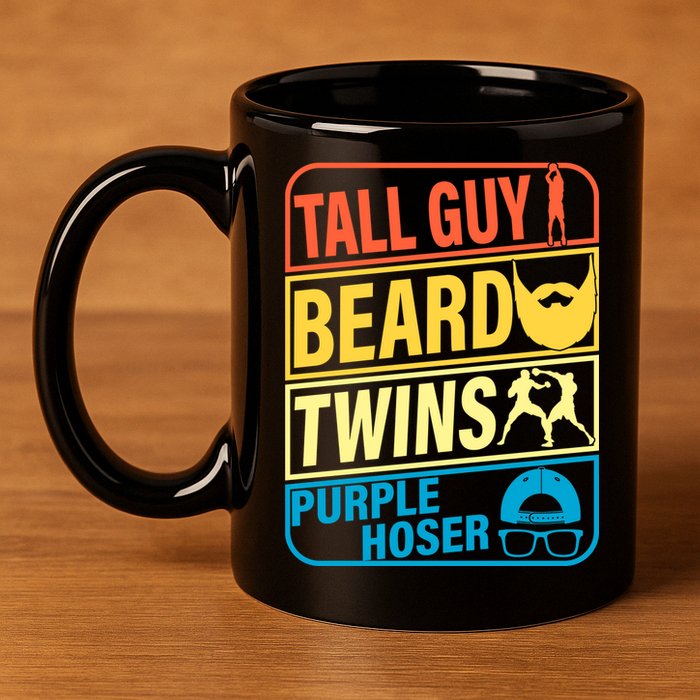 Tall Guy Beard Twins Purple Hoser Funny 11oz C Handle Ceramic Mug