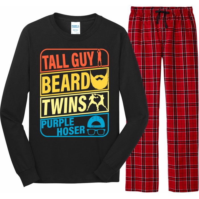 Tall Guy Beard Twins Purple Hoser Funny Long Sleeve Pajama Set