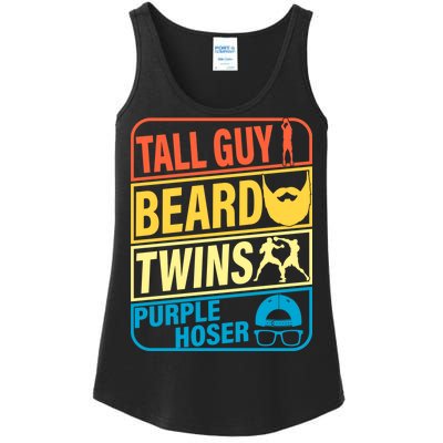 Tall Guy Beard Twins Purple Hoser Funny Ladies Essential Tank