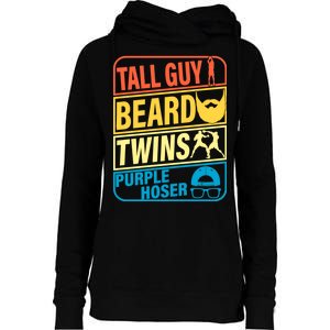 Tall Guy Beard Twins Purple Hoser Funny Womens Funnel Neck Pullover Hood