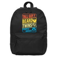 Tall Guy Beard Twins Purple Hoser Funny 16 in Basic Backpack