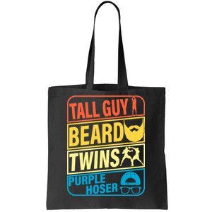 Tall Guy Beard Twins Purple Hoser Funny Tote Bag