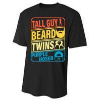 Tall Guy Beard Twins Purple Hoser Funny Performance Sprint T-Shirt