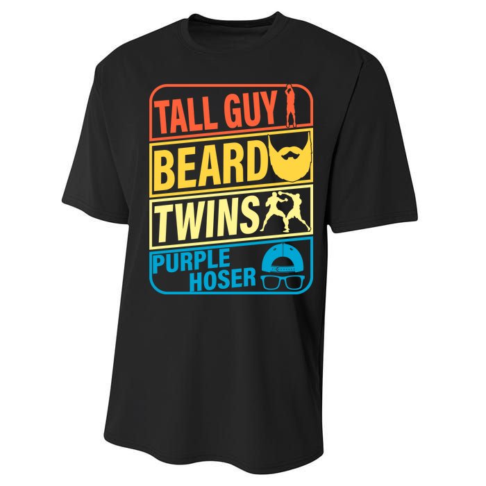 Tall Guy Beard Twins Purple Hoser Funny Performance Sprint T-Shirt