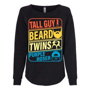 Tall Guy Beard Twins Purple Hoser Funny Womens California Wash Sweatshirt