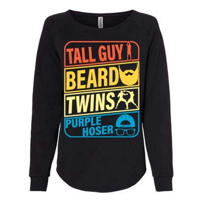 Tall Guy Beard Twins Purple Hoser Funny Womens California Wash Sweatshirt