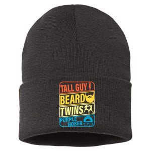 Tall Guy Beard Twins Purple Hoser Funny Sustainable Knit Beanie