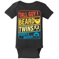 Tall Guy Beard Twins Purple Hoser Funny Baby Bodysuit