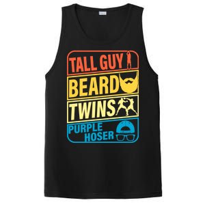 Tall Guy Beard Twins Purple Hoser Funny PosiCharge Competitor Tank