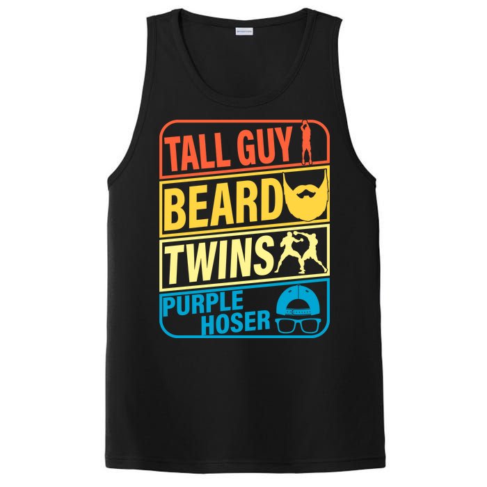 Tall Guy Beard Twins Purple Hoser Funny PosiCharge Competitor Tank