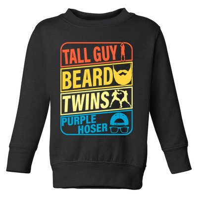 Tall Guy Beard Twins Purple Hoser Funny Toddler Sweatshirt