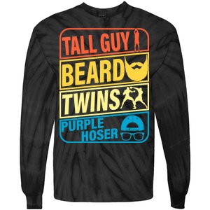 Tall Guy Beard Twins Purple Hoser Funny Tie-Dye Long Sleeve Shirt