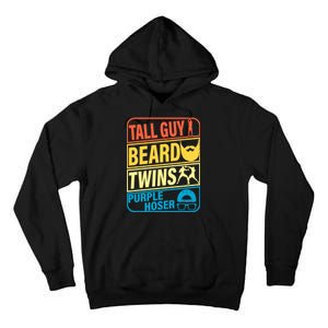 Tall Guy Beard Twins Purple Hoser Funny Tall Hoodie