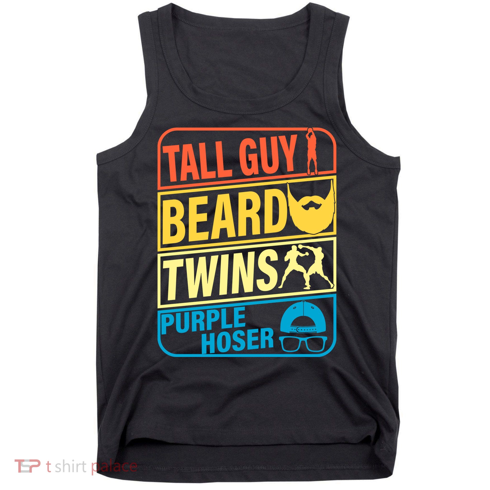 Tall Guy Beard Twins Purple Hoser Funny Tank Top