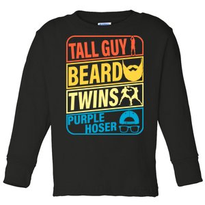 Tall Guy Beard Twins Purple Hoser Funny Toddler Long Sleeve Shirt