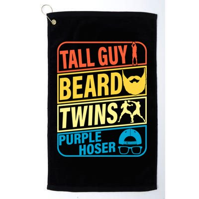 Tall Guy Beard Twins Purple Hoser Funny Golf Towel