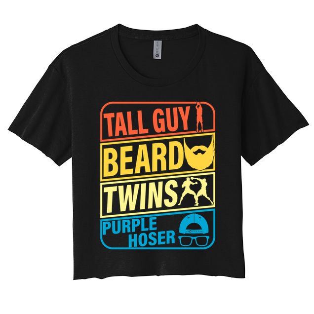 Tall Guy Beard Twins Purple Hoser Funny Crop Top