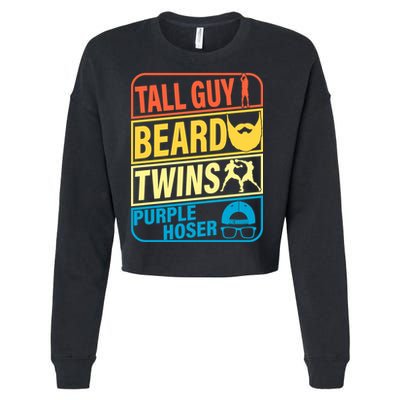 Tall Guy Beard Twins Purple Hoser Funny Cropped Pullover Crew