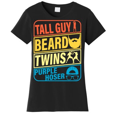 Tall Guy Beard Twins Purple Hoser Funny Women's T-Shirt