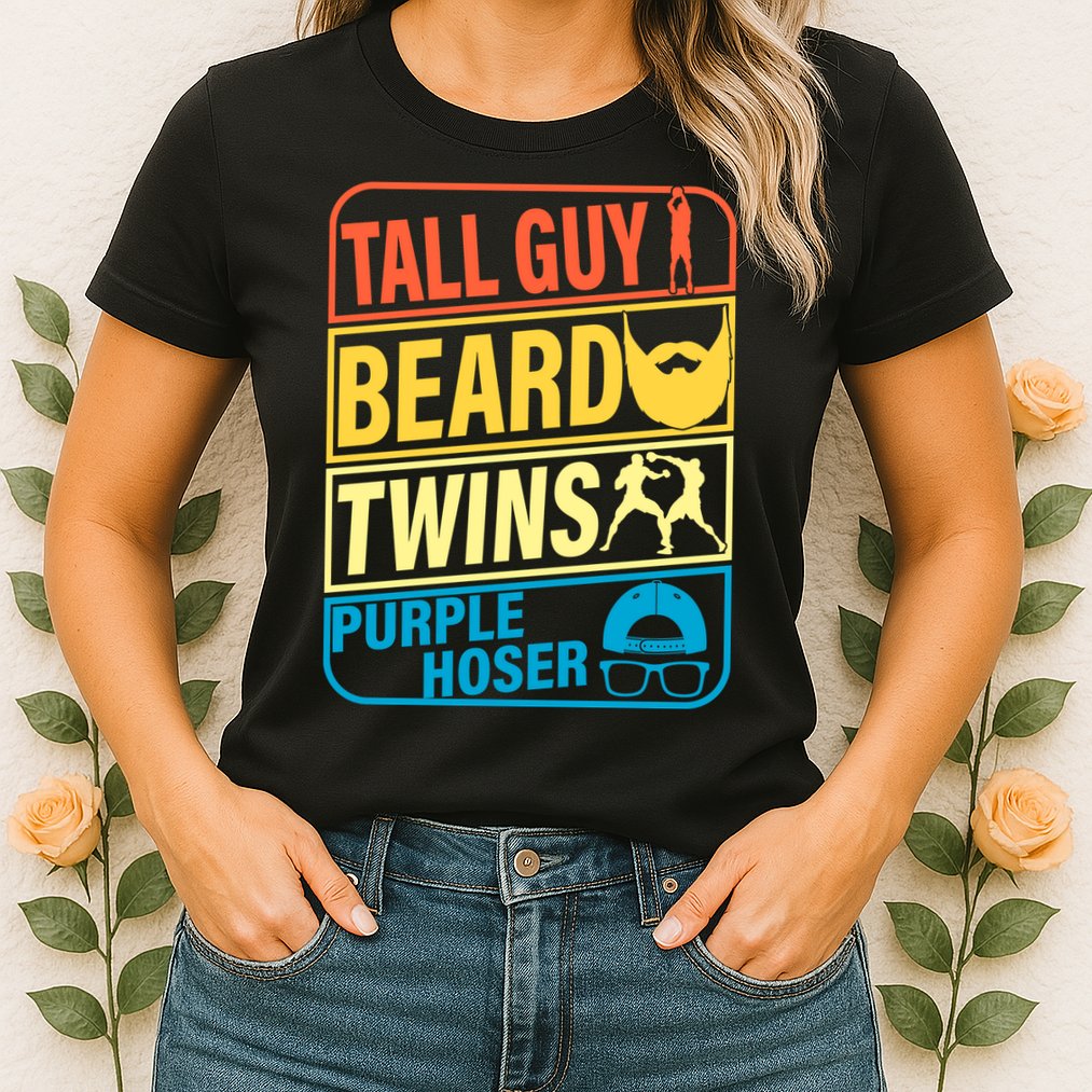 Tall Guy Beard Twins Purple Hoser Funny Womens T-Shirt
