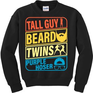 Tall Guy Beard Twins Purple Hoser Funny Kids Sweatshirt